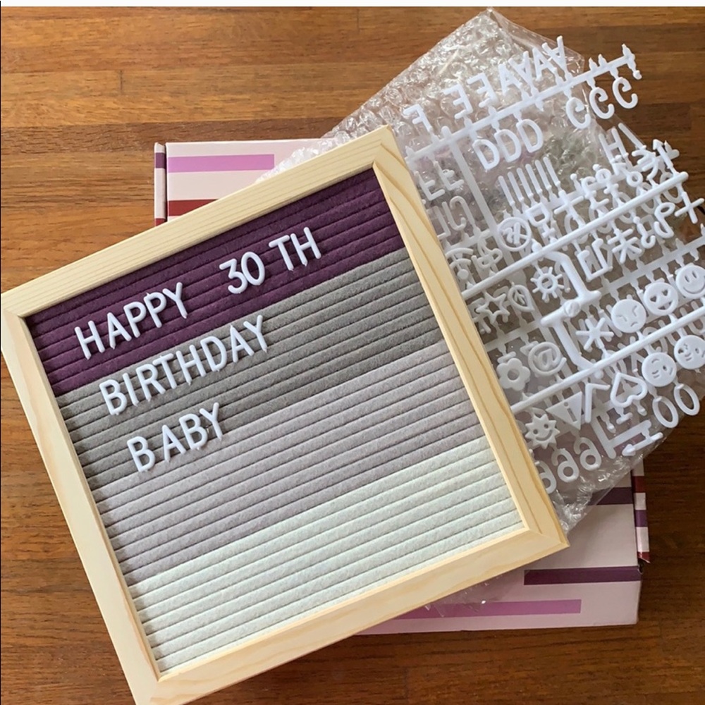 NIB XO, Sienna Felt Letter Board - purple stripe